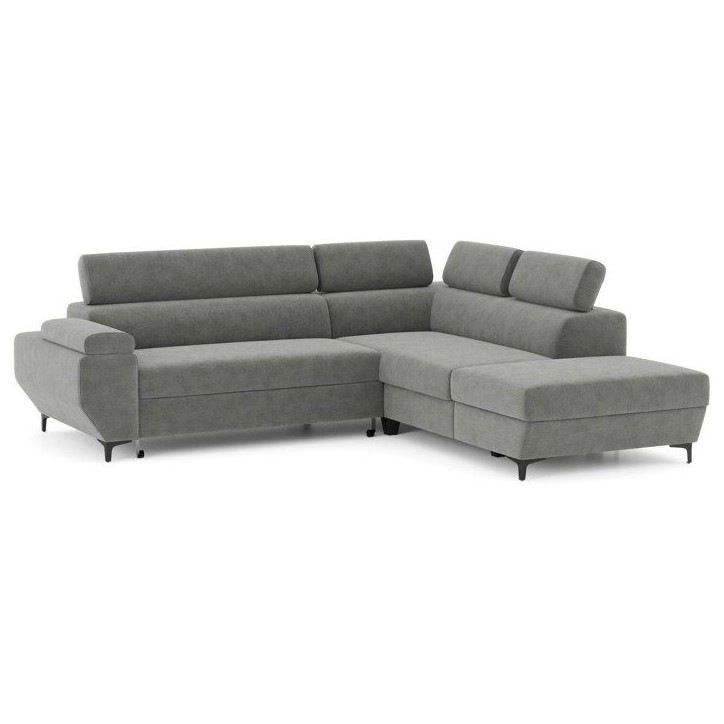Canapé d'angle gauche convertible - 3 places - JAVA - Tissu Anthracite - Tetieres et coffre - 262 x 235 x 96 cm - CONFORTEAM Canapé d'angle gauche convertible - 3 places - JAVA - Tissu Anthracite - Tetieres et coffre - 262 x 235 x 96 cm - CONFORTEAM