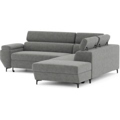 Canapé d'angle gauche convertible - 3 places - JAVA - Tissu Anthracit