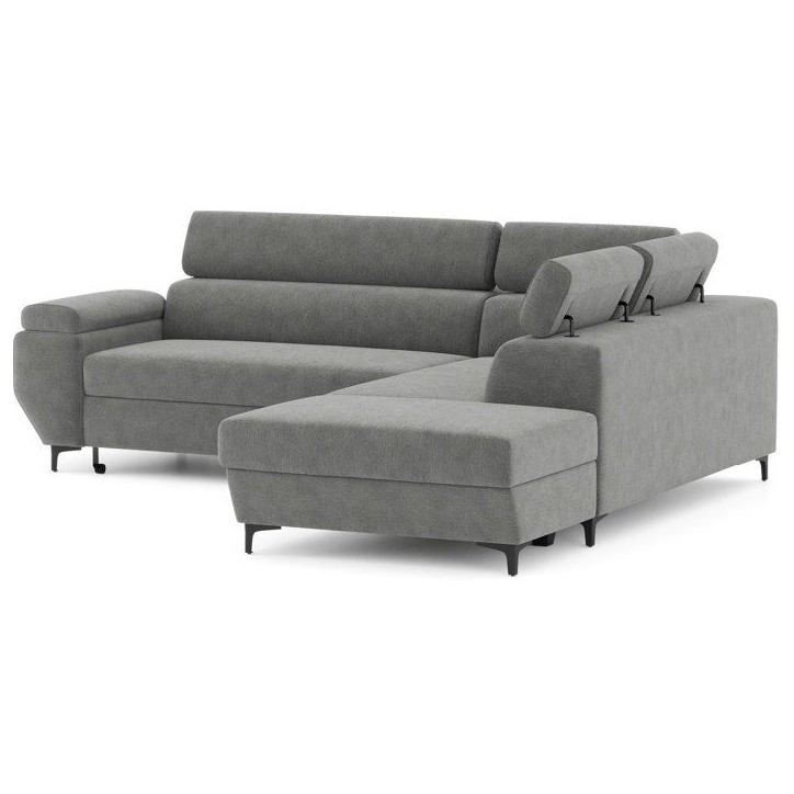 Canapé d'angle gauche convertible - 3 places - JAVA - Tissu Anthracite - Tetieres et coffre - 262 x 235 x 96 cm - CONFORTEAM Canapé d'angle gauche convertible - 3 places - JAVA - Tissu Anthracite - Tetieres et coffre - 262 x 235 x 96 cm - CONFORTEAM