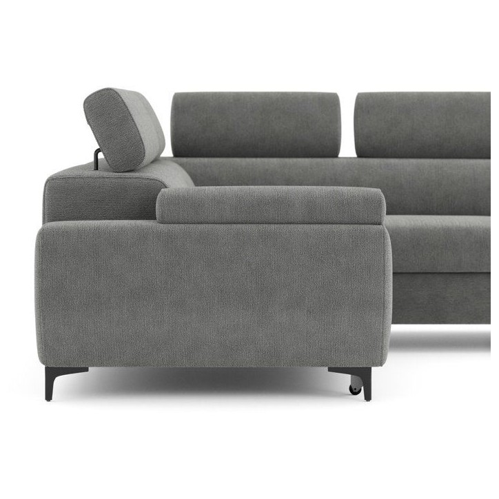 Canapé d'angle gauche convertible - 3 places - JAVA - Tissu Anthracite - Tetieres et coffre - 262 x 235 x 96 cm - CONFORTEAM Canapé d'angle gauche convertible - 3 places - JAVA - Tissu Anthracite - Tetieres et coffre - 262 x 235 x 96 cm - CONFORTEAM