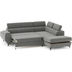 Canapé d'angle gauche convertible - 3 places - JAVA - Tissu Anthracit
