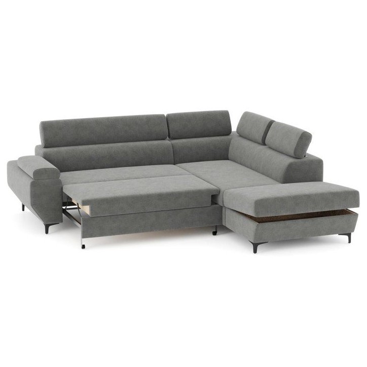 Canapé d'angle gauche convertible - 3 places - JAVA - Tissu Anthracite - Tetieres et coffre - 262 x 235 x 96 cm - CONFORTEAM Canapé d'angle gauche convertible - 3 places - JAVA - Tissu Anthracite - Tetieres et coffre - 262 x 235 x 96 cm - CONFORTEAM