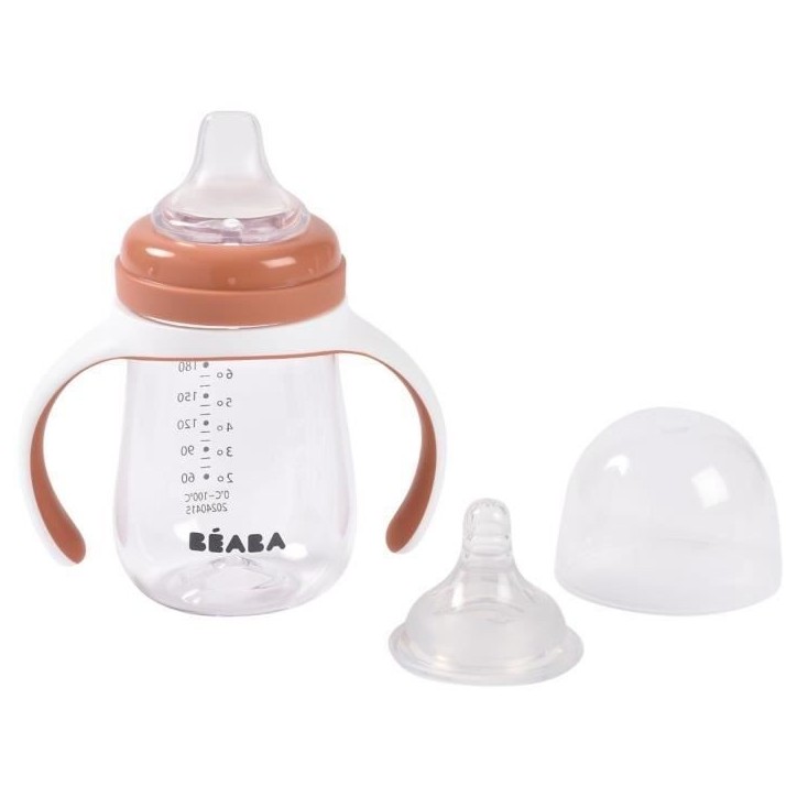 Biberon d'apprentissage 2-en-1 - BEABA - 210 ml - Terracotta Biberon d'apprentissage 2-en-1 - BEABA - 210 ml - Terracotta