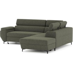 Canapé d'angle gauche convertible - 3 places - JAVA - Tissu Vert Fore