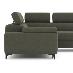 Canapé d'angle gauche convertible - 3 places - JAVA - Tissu Vert Fore