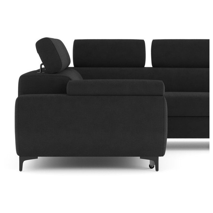 Canapé d'angle gauche convertible - 3 places - JAVA - Tissu Noir - Tetieres et coffre - 262 x 235 x 96 cm - CONFORTEAM Canapé d'angle gauche convertible - 3 places - JAVA - Tissu Noir - Tetieres et coffre - 262 x 235 x 96 cm - CONFORTEAM
