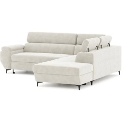 Canapé d'angle gauche convertible - 3 places - JAVA - Tissu Sable - T