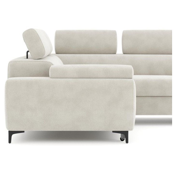 Canapé d'angle gauche convertible - 3 places - JAVA - Tissu Sable - Tetieres et coffre - 262 x 235 x 96 cm - CONFORTEAM Canapé d'angle gauche convertible - 3 places - JAVA - Tissu Sable - Tetieres et coffre - 262 x 235 x 96 cm - CONFORTEAM