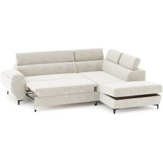 Canapé d'angle gauche convertible - 3 places - JAVA - Tissu Sable - T