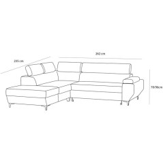 Canapé d'angle gauche convertible - 3 places - JAVA - Tissu Sable - T