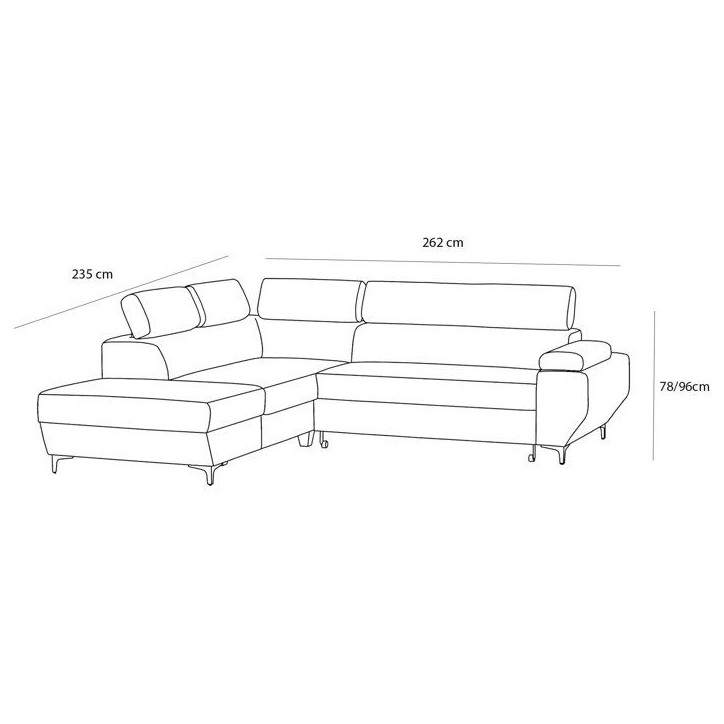 Canapé d'angle gauche convertible - 3 places - JAVA - Tissu Sable - Tetieres et coffre - 262 x 235 x 96 cm - CONFORTEAM Canapé d'angle gauche convertible - 3 places - JAVA - Tissu Sable - Tetieres et coffre - 262 x 235 x 96 cm - CONFORTEAM