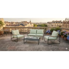Salon bas de jardin - Aluminium - Proloisirs - 4 personnes - Graphite