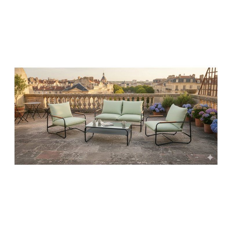 Salon bas de jardin - Aluminium - Proloisirs - 4 personnes - Graphite
