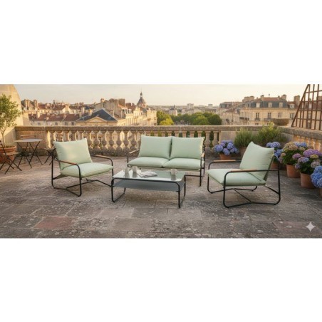 Salon bas de jardin - Aluminium - Proloisirs - 4 personnes - Graphite