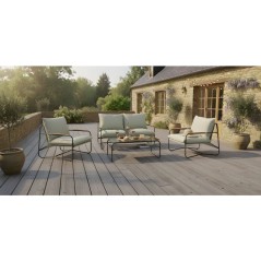 Salon bas de jardin - Aluminium - Proloisirs - 4 personnes - Graphite - Coussins inclus - XERES SET