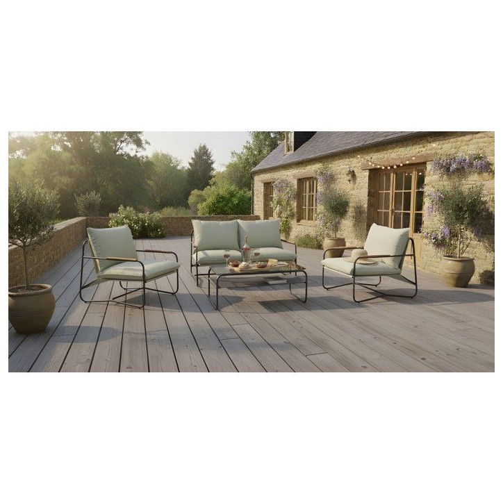 Salon bas de jardin - Aluminium - Proloisirs - 4 personnes - Graphite - Coussins inclus - XERES SET Salon bas de jardin - Aluminium - Proloisirs - 4 personnes - Graphite - Coussins inclus - XERES SET