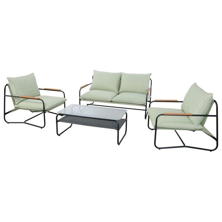 Salon bas de jardin - Aluminium - Proloisirs - 4 personnes - Graphite - Coussins inclus - XERES SET Salon bas de jardin - Aluminium - Proloisirs - 4 personnes - Graphite - Coussins inclus - XERES SET