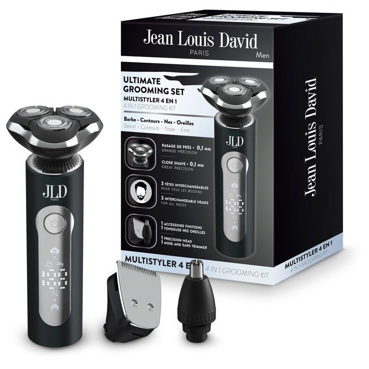 Tondeuse multi-usages - JEAN LOUIS DAVID - KIT GROOMING 4-en-1 - 3 tetes - Ecran digital - Noir Tondeuse multi-usages - JEAN LOUIS DAVID - KIT GROOMING 4-en-1 - 3 tetes - Ecran digital - Noir