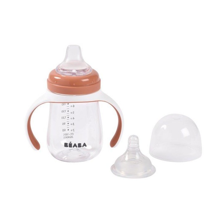 Biberon d'apprentissage 2-en-1 - BEABA - 210 ml - Terracotta Biberon d'apprentissage 2-en-1 - BEABA - 210 ml - Terracotta