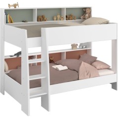 PARISOT Lits superposés enfant 2 x 90x200 cm - Décor Vert Céladon/T