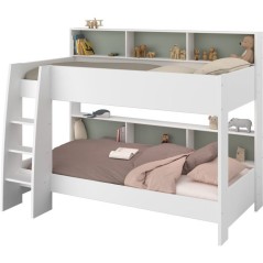 PARISOT Lits superposés enfant 2 x 90x200 cm - Décor Vert Céladon/T