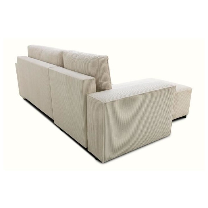 Canapé d'angle convertible réversible - 4 places - JOSH - Tissu velours cotelé Perle - Coffre - 242 x 155 x 86 cm Canapé d'angle convertible réversible - 4 places - JOSH - Tissu velours cotelé Perle - Coffre - 242 x 155 x 86 cm
