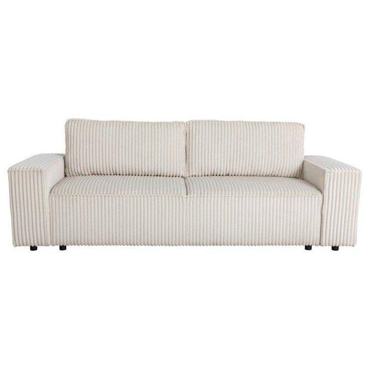 Canapé convertible 3 places - JOSH - Tissu velours grosses côtes beige - Coffre - 239 x 86 x 85 cm Canapé convertible 3 places - JOSH - Tissu velours grosses côtes beige - Coffre - 239 x 86 x 85 cm