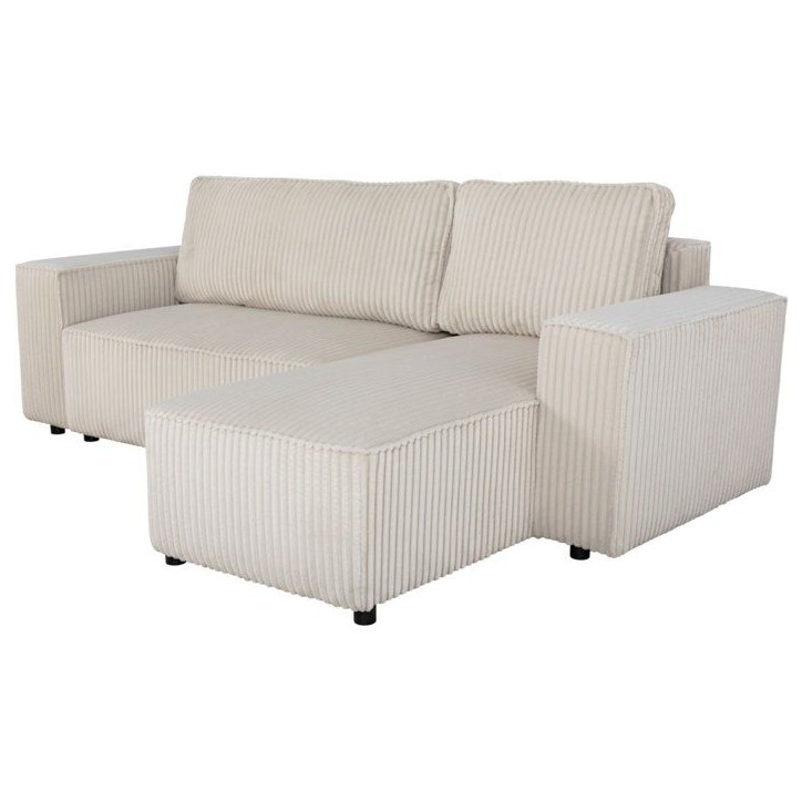 Canapé d'angle convertible réversible 4 places - JOSH - Tissu velours grosses côtes Beige - 242 x 155 x 86 cm Canapé d'angle convertible réversible 4 places - JOSH - Tissu velours grosses côtes Beige - 242 x 155 x 86 cm