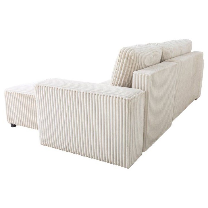 Canapé d'angle convertible réversible 4 places - JOSH - Tissu velours grosses côtes Beige - 242 x 155 x 86 cm Canapé d'angle convertible réversible 4 places - JOSH - Tissu velours grosses côtes Beige - 242 x 155 x 86 cm