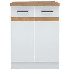 JUNONA Meuble bas de cuisine 60 cm - 2 Portes - Plan de travail - Blan