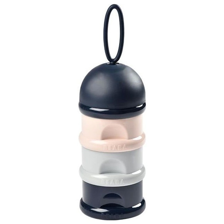 BÉABA - Boite doseuse de lait empilable - 100% hermétique - 3 compartiments - Grande contenance - Rose