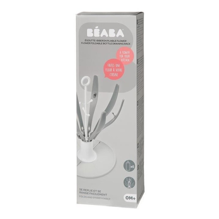 Béaba Egoutte Biberon Pliable Flower Grey Béaba Egoutte Biberon Pliable Flower Grey
