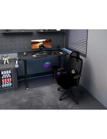 Bureau gaming électrique CGM - Réglable en hauteur - Support de contrôleur - Éclairage RVB - L120xP60xH73-121 cm