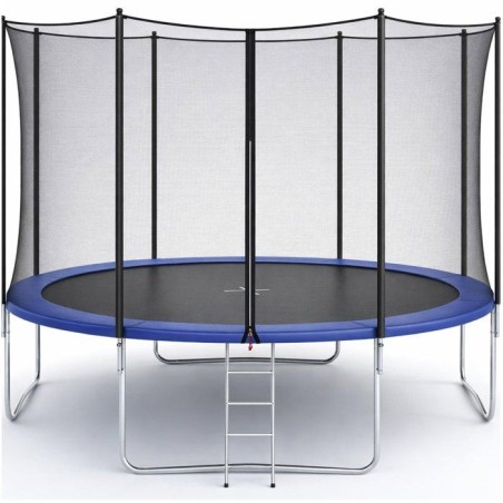 Trampoline KANGUI - BLEU Ø 426-430 cm – XXL – Enfant – Filet de sécurité et Échelle – Certification CE & NF EN 71–
