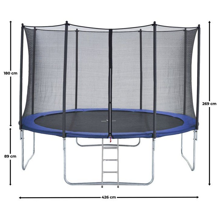 Trampoline KANGUI - BLEU Ø 426-430 cm – XXL – Enfant – Filet de sécurité et Échelle – Certification CE & NF EN 71– Trampoline KANGUI - BLEU Ø 426-430 cm – XXL – Enfant – Filet de sécurité et Échelle – Certification CE & NF EN 71–