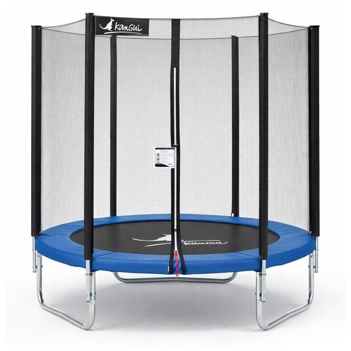 Trampoline KANGUI - BLEU Ø 180-183 cm – Enfant – Filet de sécurité – Certification CE & NF EN 71–14