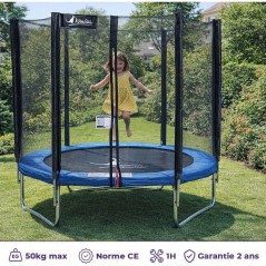 Trampoline KANGUI - BLEU Ø 180-183 cm – Enfant – Filet de sécuri
