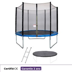 Trampoline Ø 300 cm Bleu MAXI ECO - KANGUI - Avec Filet, Echelle, Couverture de Protection