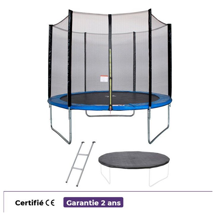 Trampoline Ø 300 cm Bleu MAXI ECO - KANGUI - Avec Filet, Echelle, Couverture de Protection Trampoline Ø 300 cm Bleu MAXI ECO - KANGUI - Avec Filet, Echelle, Couverture de Protection