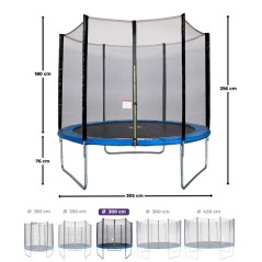 Trampoline Ø 300 cm Bleu MAXI ECO - KANGUI - Avec Filet, Echelle, Cou