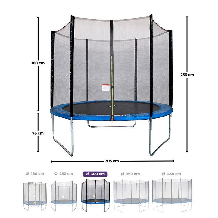 Trampoline Ø 300 cm Bleu MAXI ECO - KANGUI - Avec Filet, Echelle, Couverture de Protection Trampoline Ø 300 cm Bleu MAXI ECO - KANGUI - Avec Filet, Echelle, Couverture de Protection