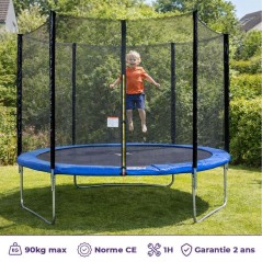 Trampoline Ø 300 cm Bleu MAXI ECO - KANGUI - Avec Filet, Echelle, Cou