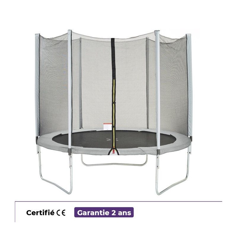 Trampoline Ø 250 cm Gris - KANGUI - Maxi Eco Avec Filet