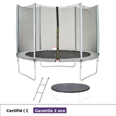 Trampoline Ø 300 cm Gris Maxi Eco - KANGUI - Filet, Echelle, Couverture de Protection