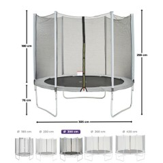 Trampoline Ø 300 cm Gris Maxi Eco - KANGUI - Filet, Echelle, Couvertu