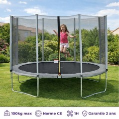 Trampoline KANGUI - GRIS Ø 360-365 cm – Enfant – Échelle & Bâch
