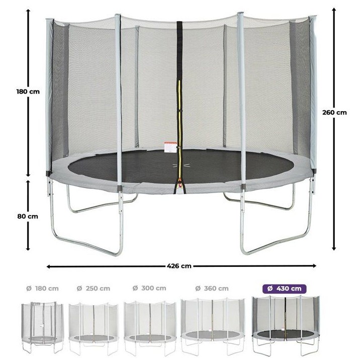 Trampoline KANGUI - GRIS Ø 426-430 cm – Enfant – Échelle & Bâche – Certification CE & NF EN 71–14 Trampoline KANGUI - GRIS Ø 426-430 cm – Enfant – Échelle & Bâche – Certification CE & NF EN 71–14