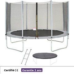 Trampoline KANGUI - GRIS Ø 426-430 cm – Enfant – Échelle & Bâch