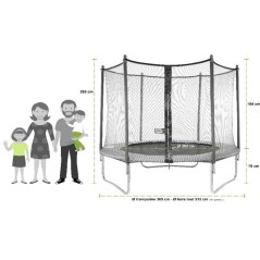Trampoline KANGUI - TWIN Ø 300-305 cm – Enfant – Rebond Optimal – Échelle & Bâche – Certification CE & NF EN 71-14