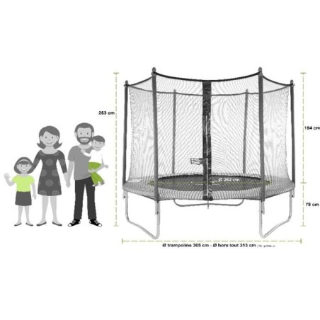 Trampoline KANGUI - TWIN Ø 300-305 cm – Enfant – Rebond Optimal – Échelle & Bâche – Certification CE & NF EN 71-14